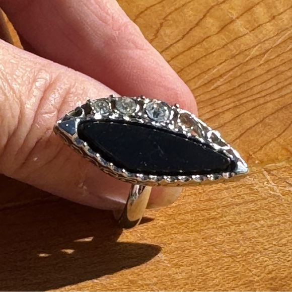 Lot of 4 Vintage Adjustable 90s Silvertone Rings lots of Sparkle Boho Costume - Picture 10 of 12